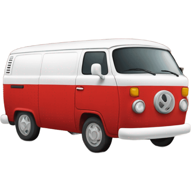 Red & white Van by brick wall emoji