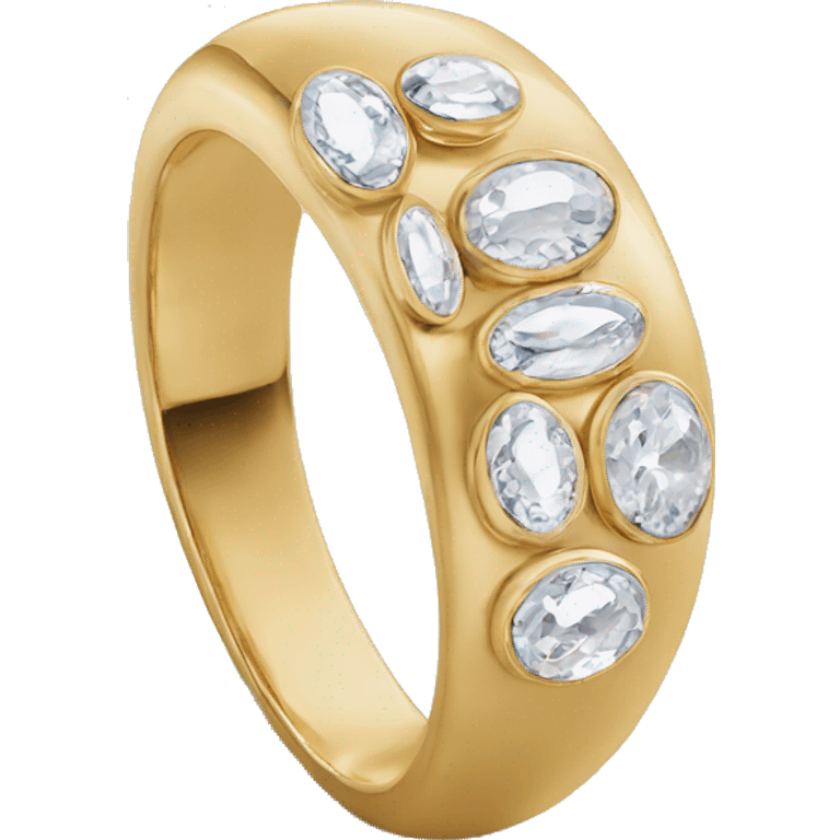 Oval trilogy gold ring emoji