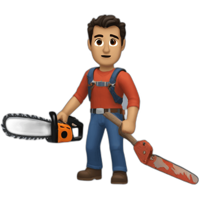 Ash Williams with a chainsaw hand emoji