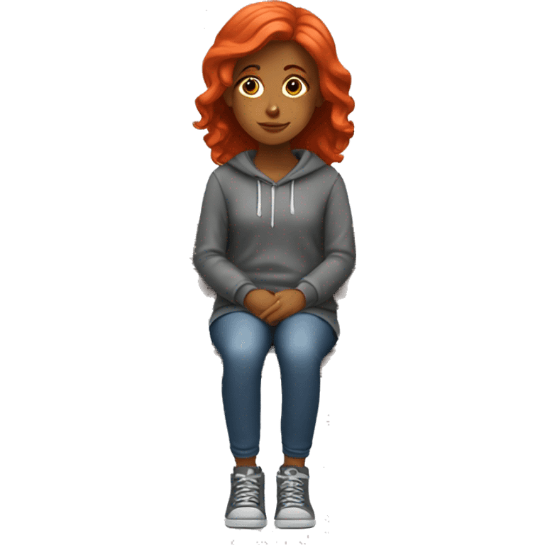 Girl with red hair sitting on bench emoji