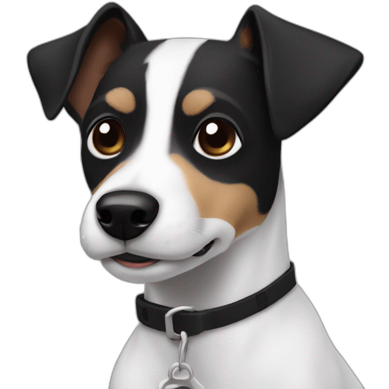 Black and white Jack russel with raise black ears emoji