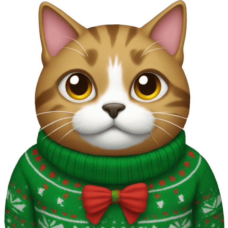 Cat wearing a Christmas sweater emoji