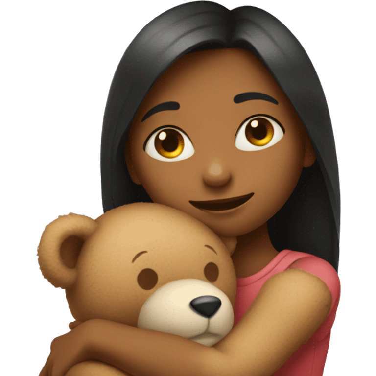 girl hugging a teddy bear emoji