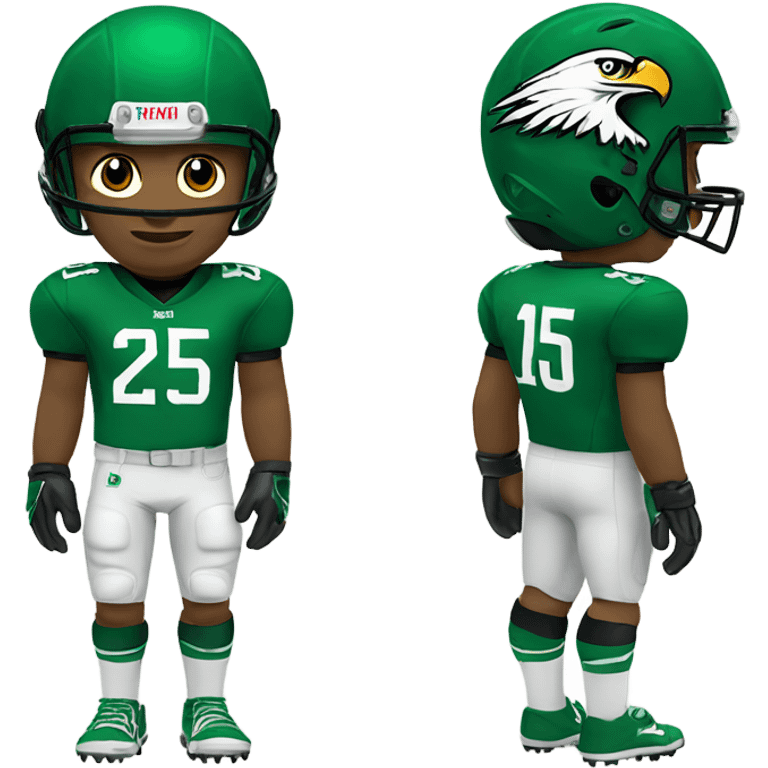 Eagle playing football in Kelly green uniform jersey number 25 emoji