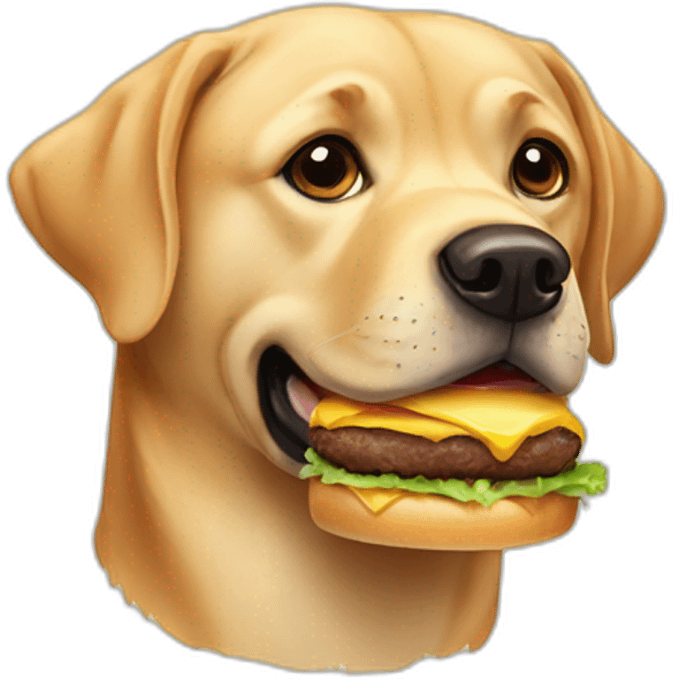 A labrador eat burger emoji