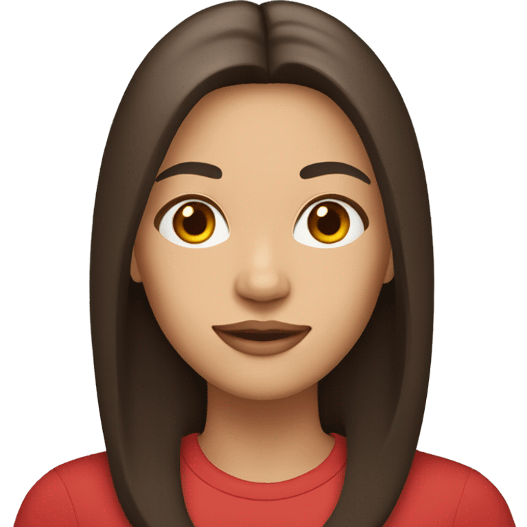 woman with light to medium skin, straight dark brown hair with middle part red shirt  emoji