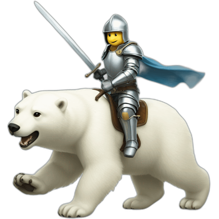 cat knight riding a polar bear emoji