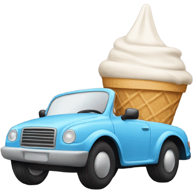 Ice cream cone driving a car emoji