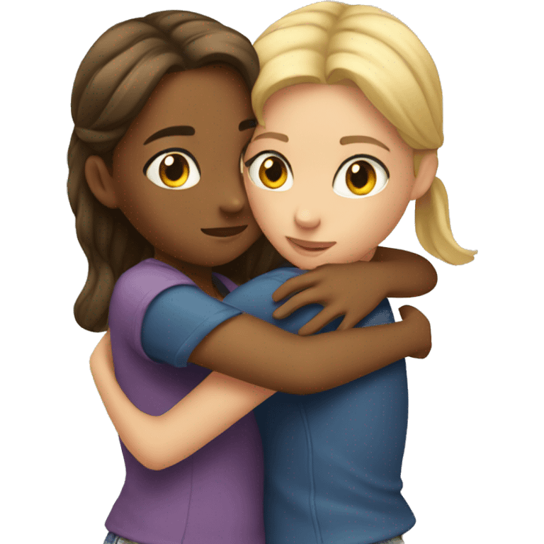 two girls hugging  emoji