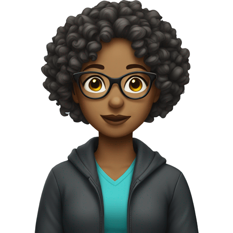 Curly girl wearing glasses  emoji