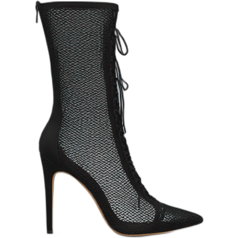 mesh high heels boot black emoji