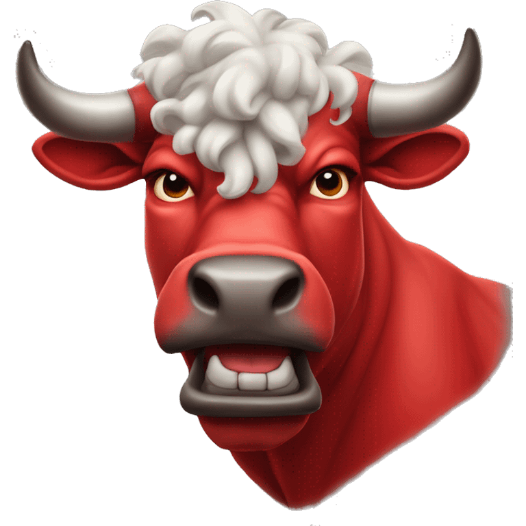 Red anthropomorphic brutal bull emoji