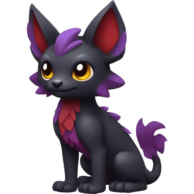 Cute cool dark black red purple animal hybrid Fakemon full body emoji