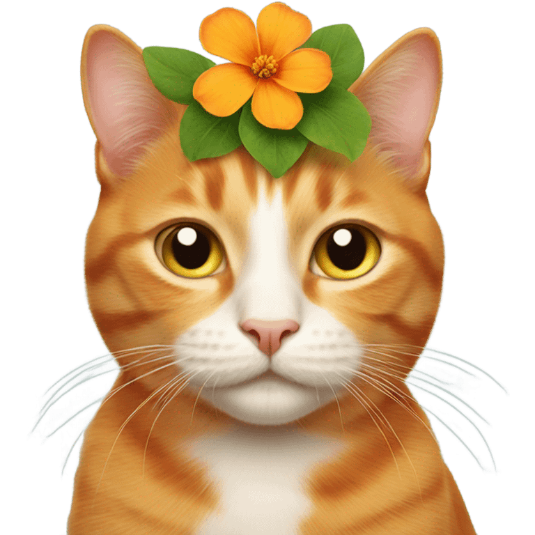 Ginger Cat with a flower on its head emoji