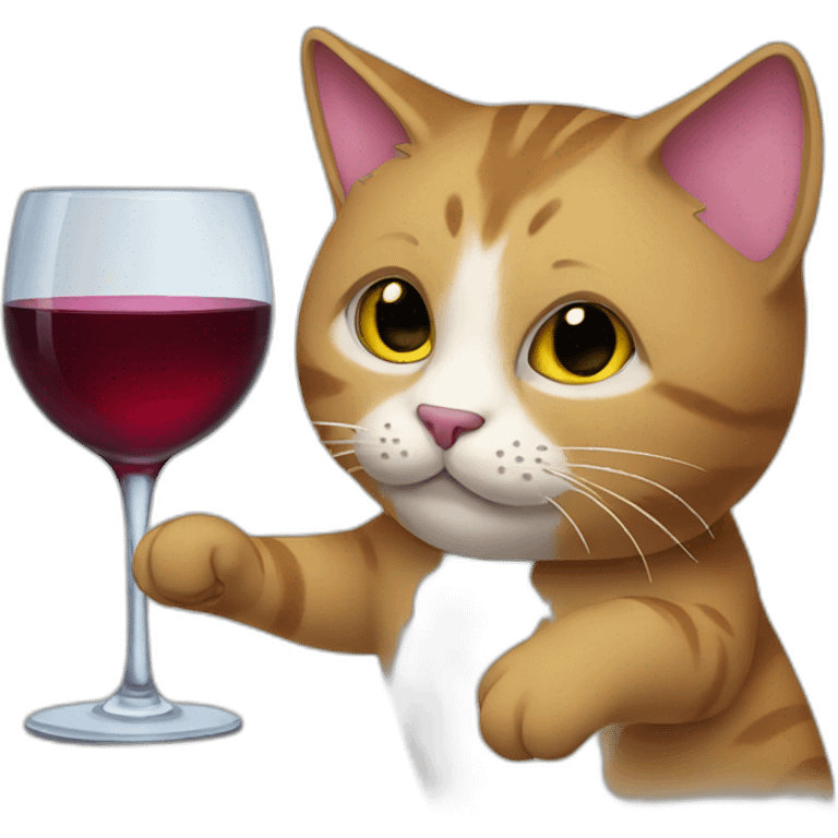 Cha cat drinks wine emoji