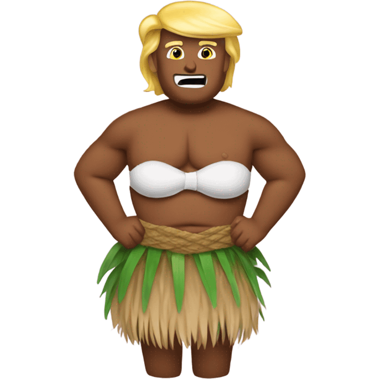 Trump wearing a hula skirt and coconut bra emoji