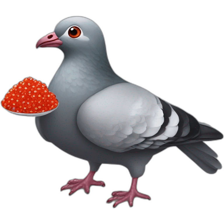 pidgeon with red caviar emoji