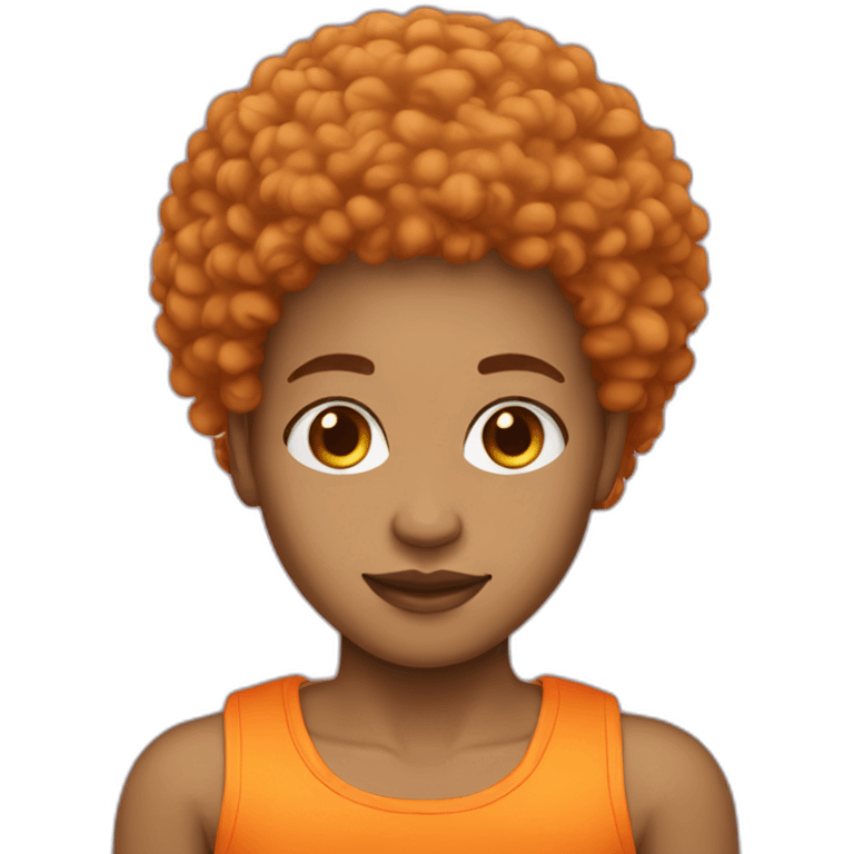 Light skin afro orange in fit emoji