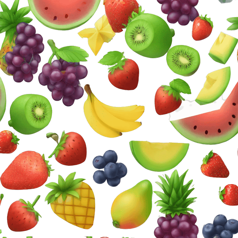 fruit basket with cherry strawberry pineapple blueberry mango grape kiwi & watermelon  emoji