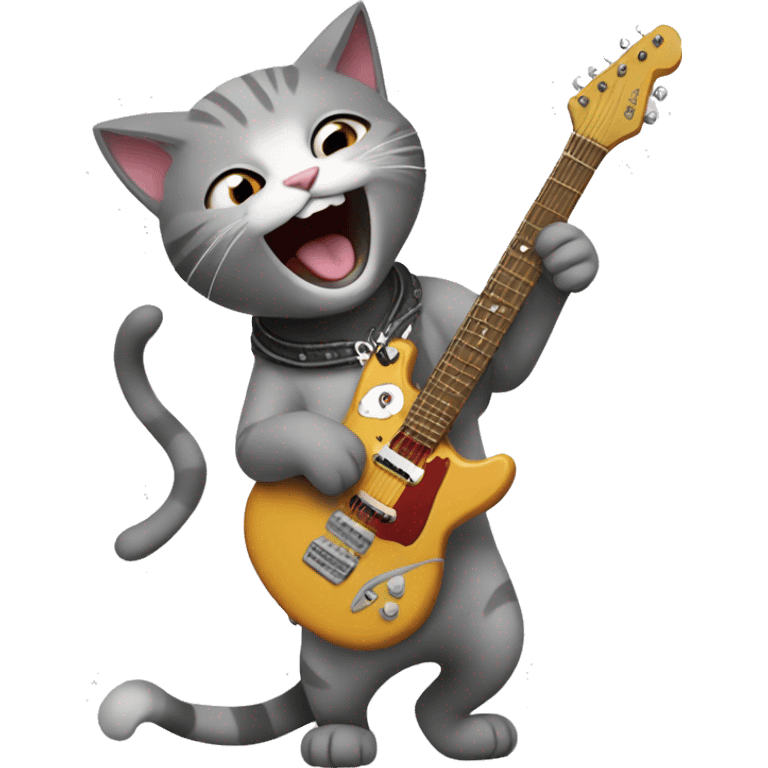 Cat rocking out to music emoji