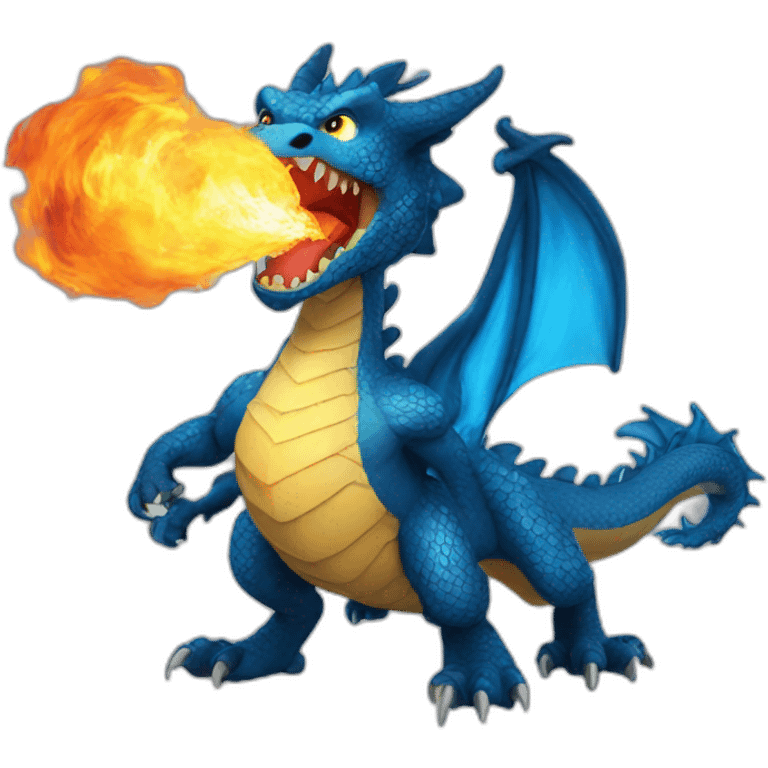 Fire breathing blue dragon emoji