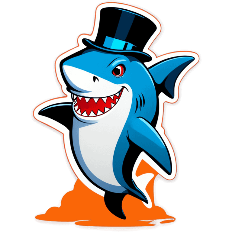 Shark with a top hat emoji