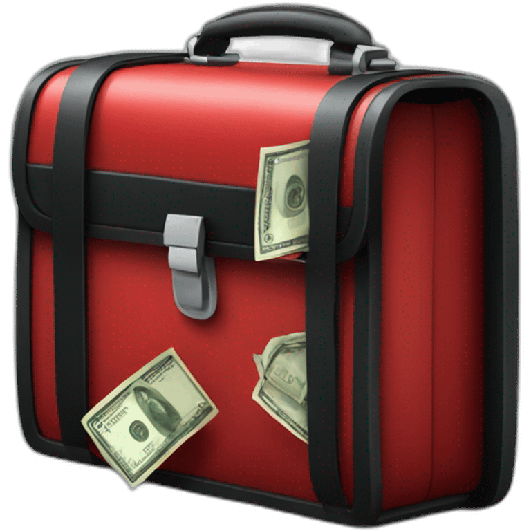 a black-red briefcase full of money emoji