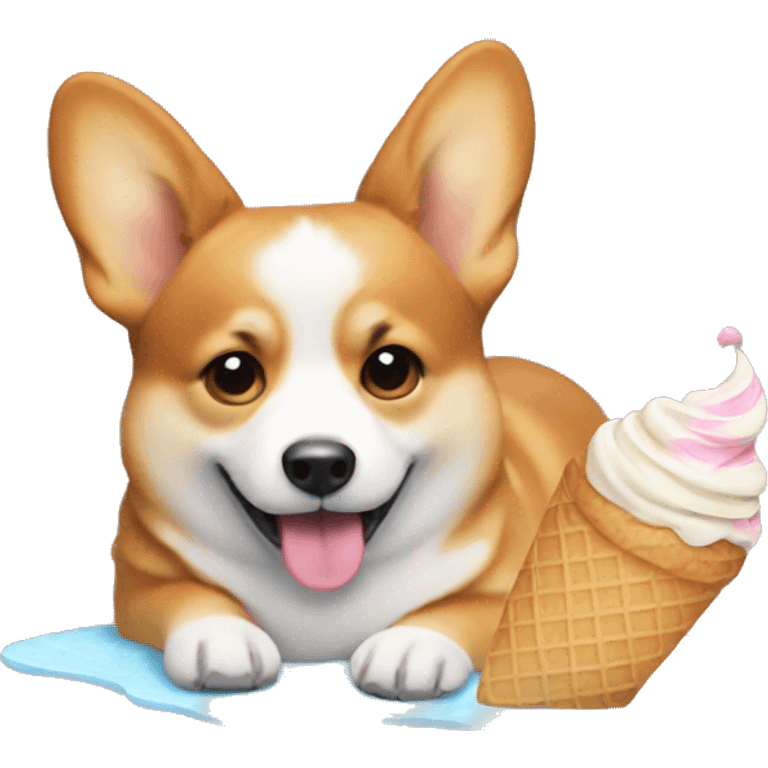 Corgie with an ice cream  emoji