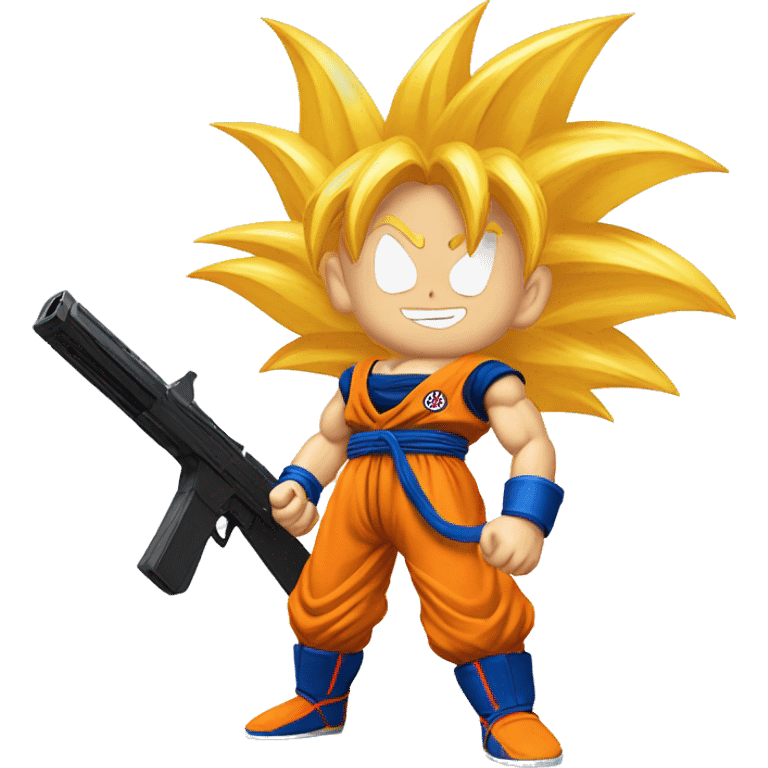 Super saiyan Goku with a gun emoji