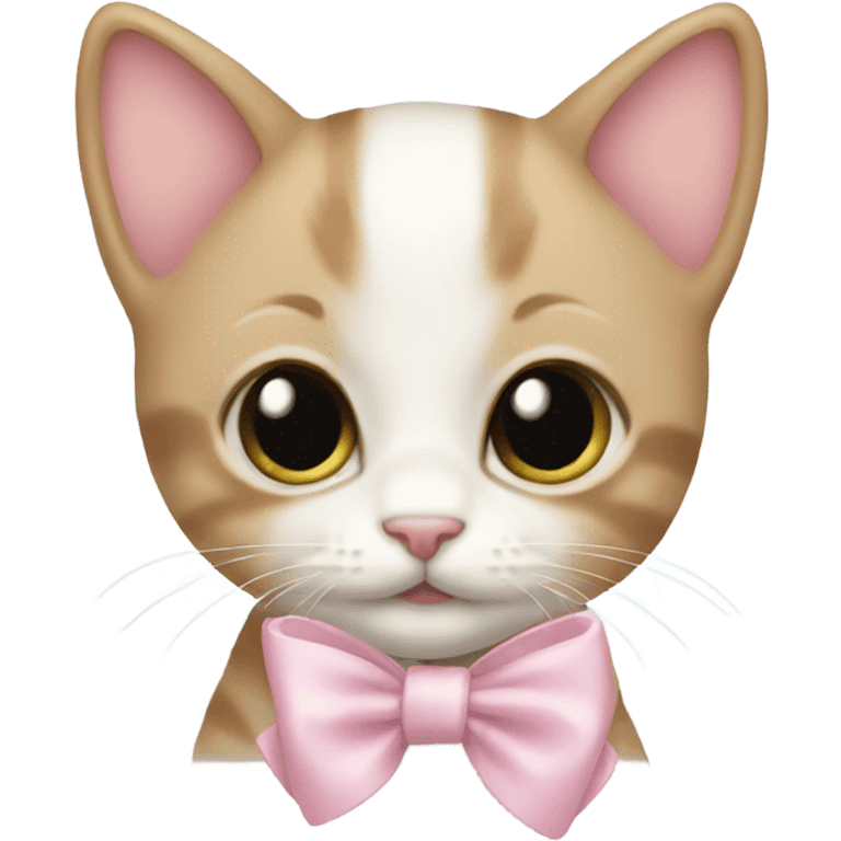 Kitten wearing a light pink bow emoji