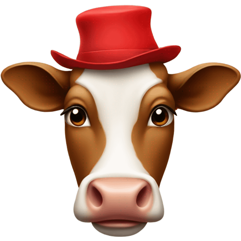 Cow wearing red hat  emoji