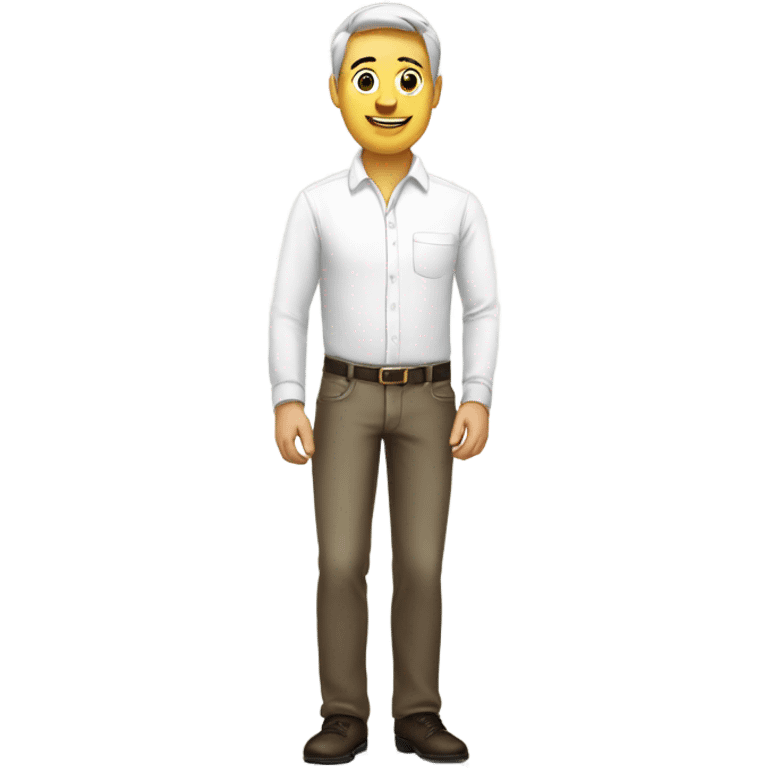 male in white shirt indoors emoji