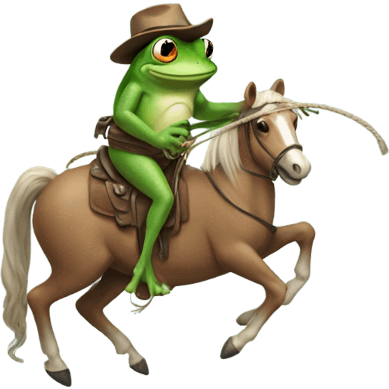 frog riding a pony with a lasso emoji