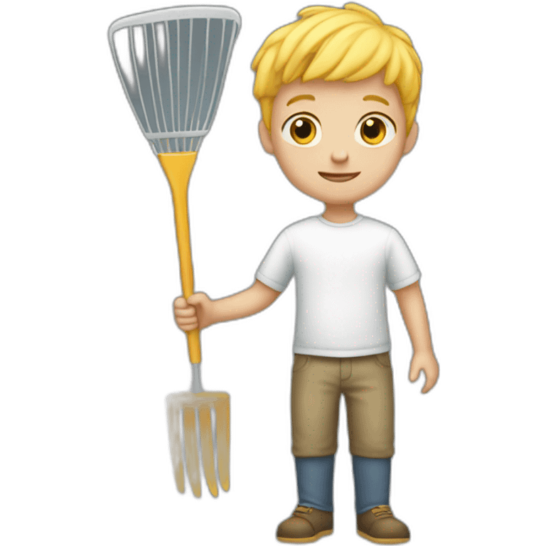 white kid holding a rake emoji