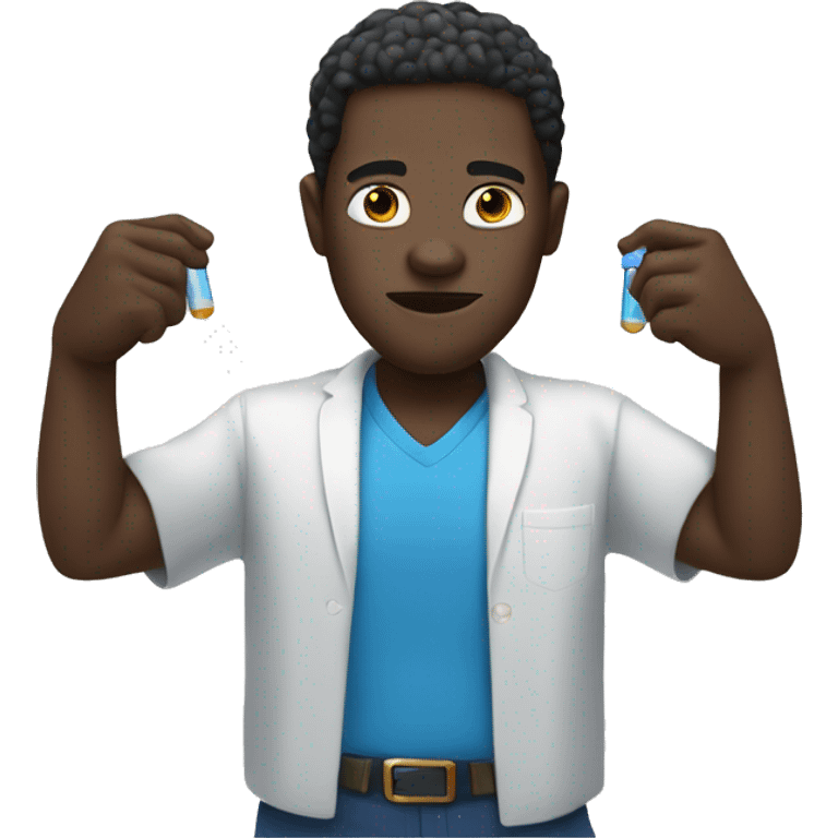 Black guy with blue pill emoji