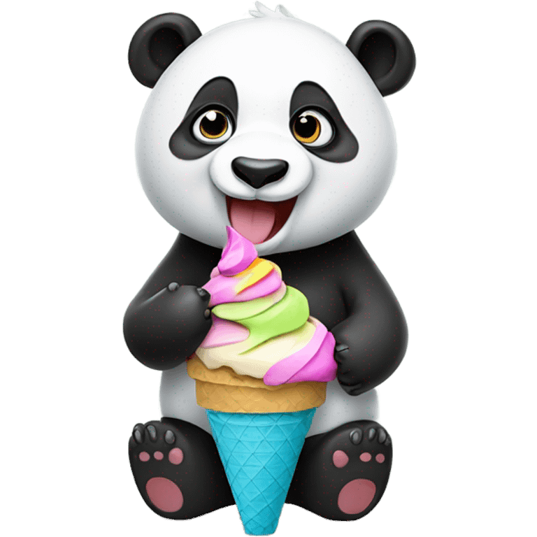 Panda eating ice cream emoji