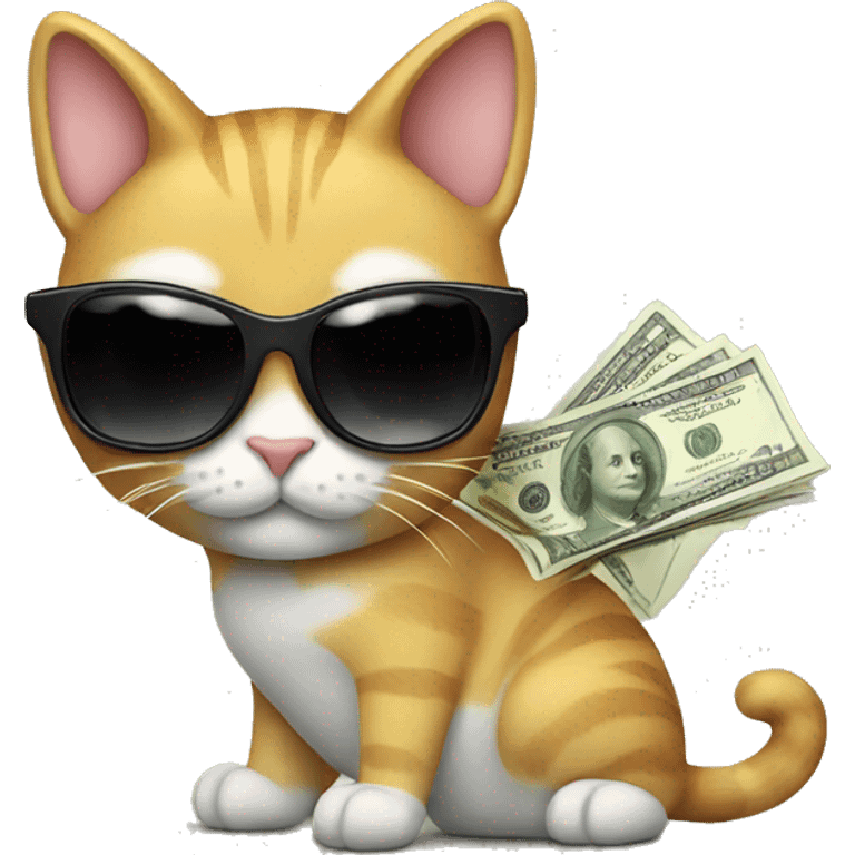 Cat holding money with sunglasses  emoji