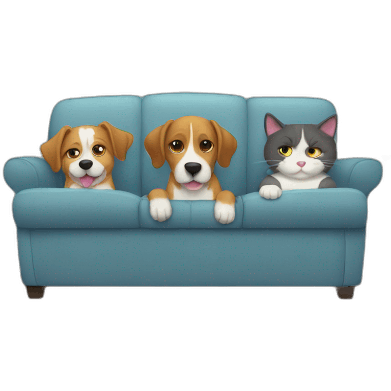 2 dogs and 1 cat watching TV emoji