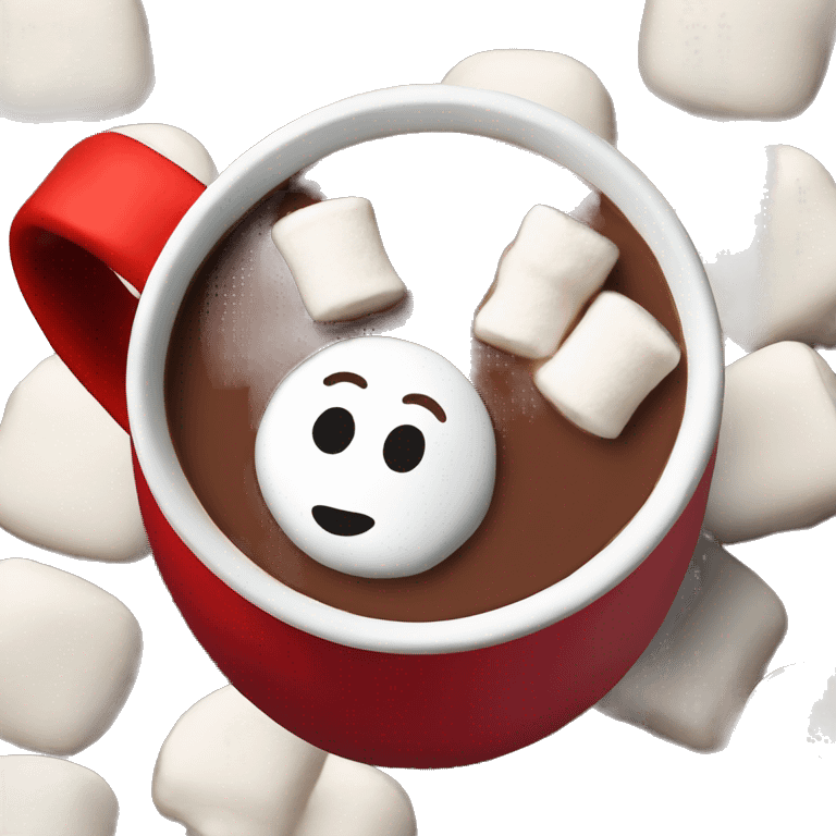 Hot chocolate with marshmallows Christmas themed red cup without faces  emoji