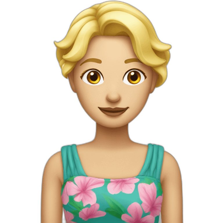 Lächelnde blonde Frau im Badeanzug emoji