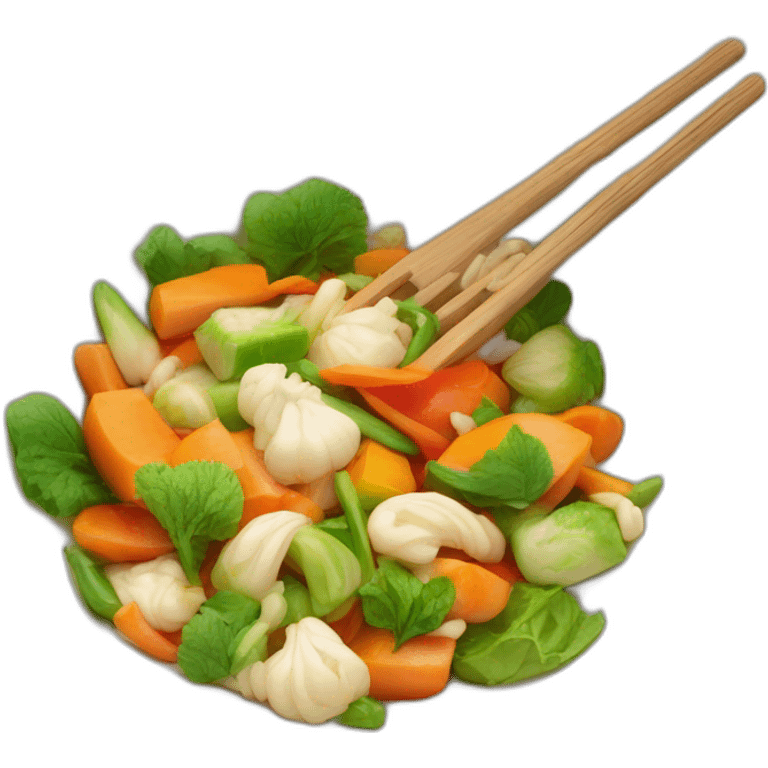 poelée de légumes dans un wok emoji