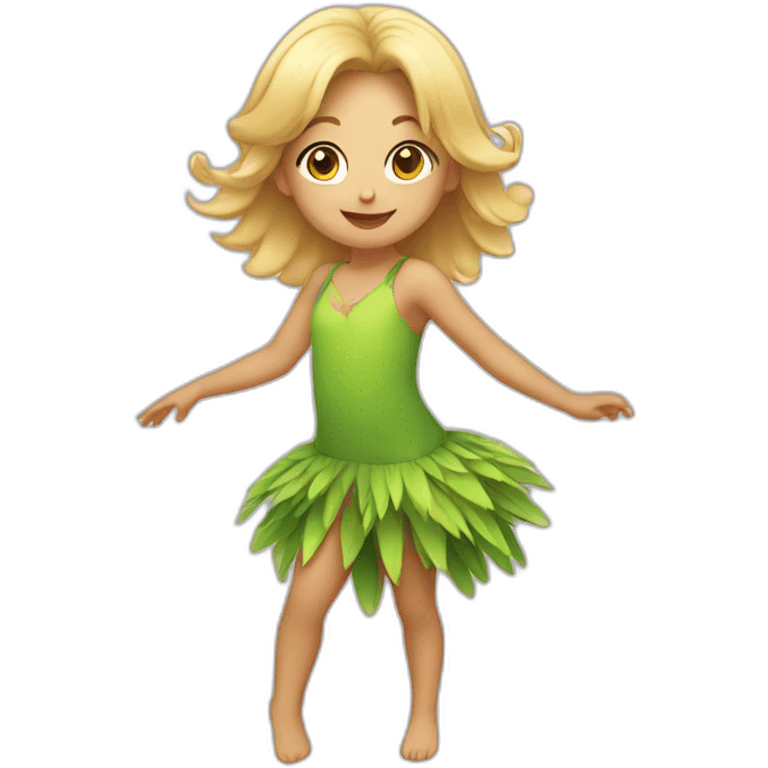 little blonde girl dancing in a bird costume emoji