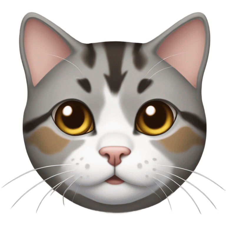 fat American short hair cat，gray and brown emoji