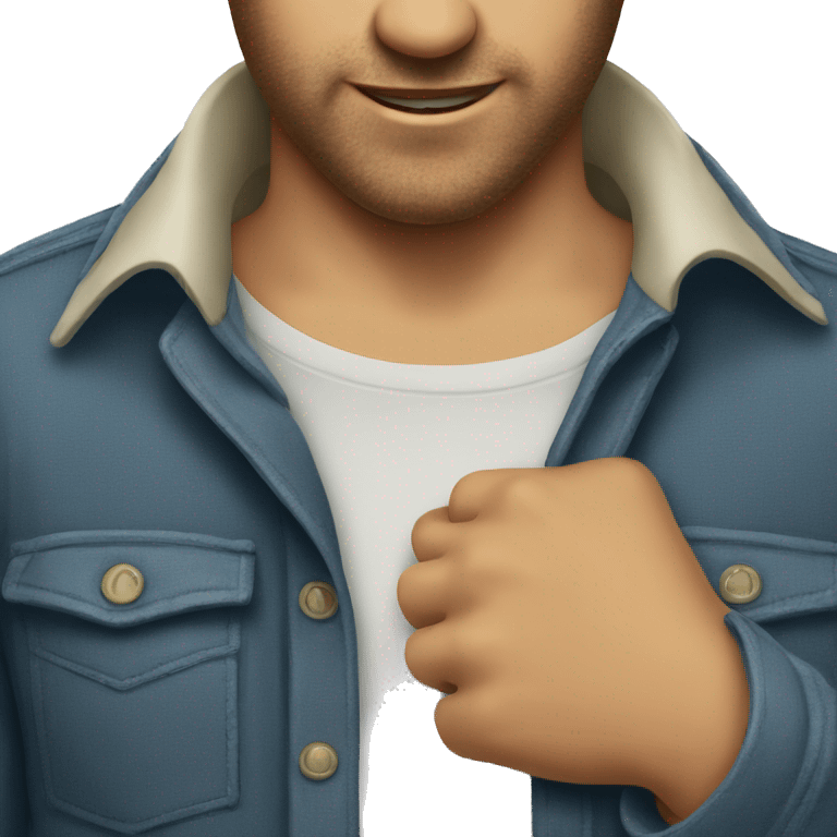 Awkward emoji guy pulling on collar or shirt emoji