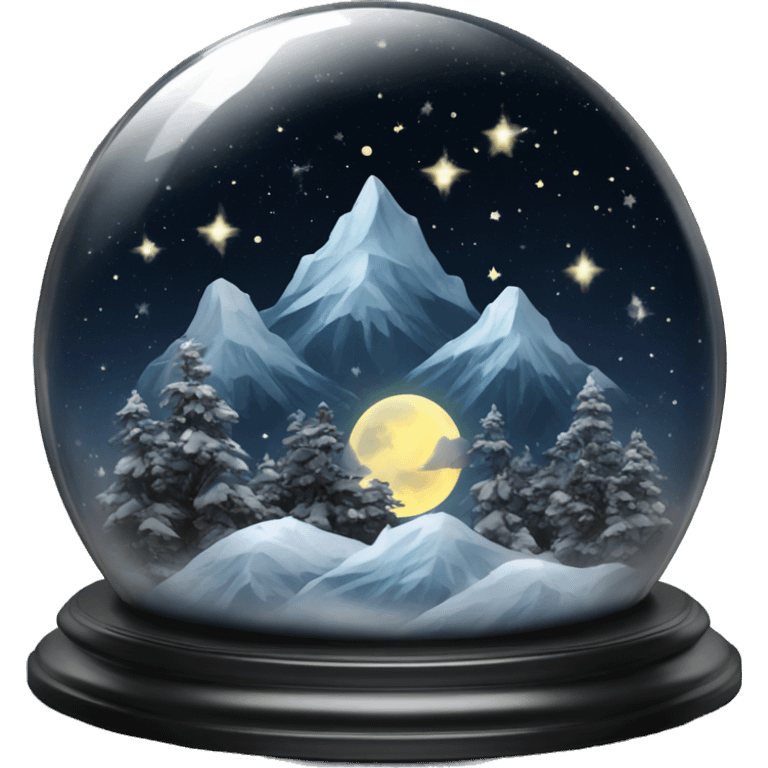 vintage black rococo night sky mountains snow globe emoji