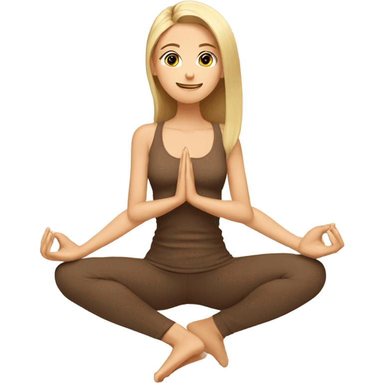 blonde yoga girl brown clothes n emoji