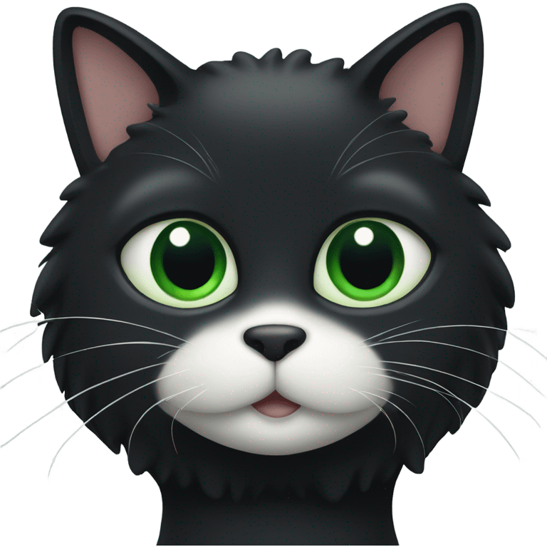 Black cat with green eyes and white near the mouth  emoji