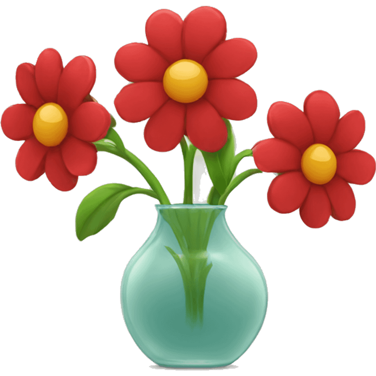 Three red flowers in a vase emoji