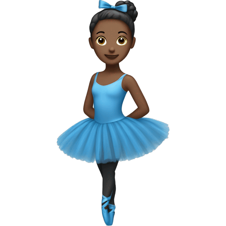 Black ballerina with blue tutu￼ emoji