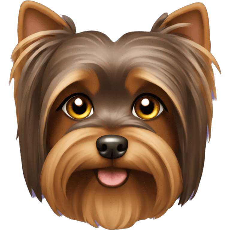 Chocolate color Yorkshire terrier with long hair emoji